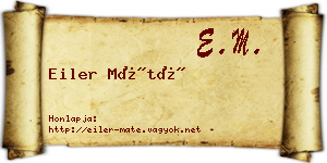 Eiler Máté névjegykártya